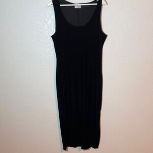 Vintage K.C. Spencer Deep Navy Velvet Scoop Neck Leg Slit Maxi Dress Size Large